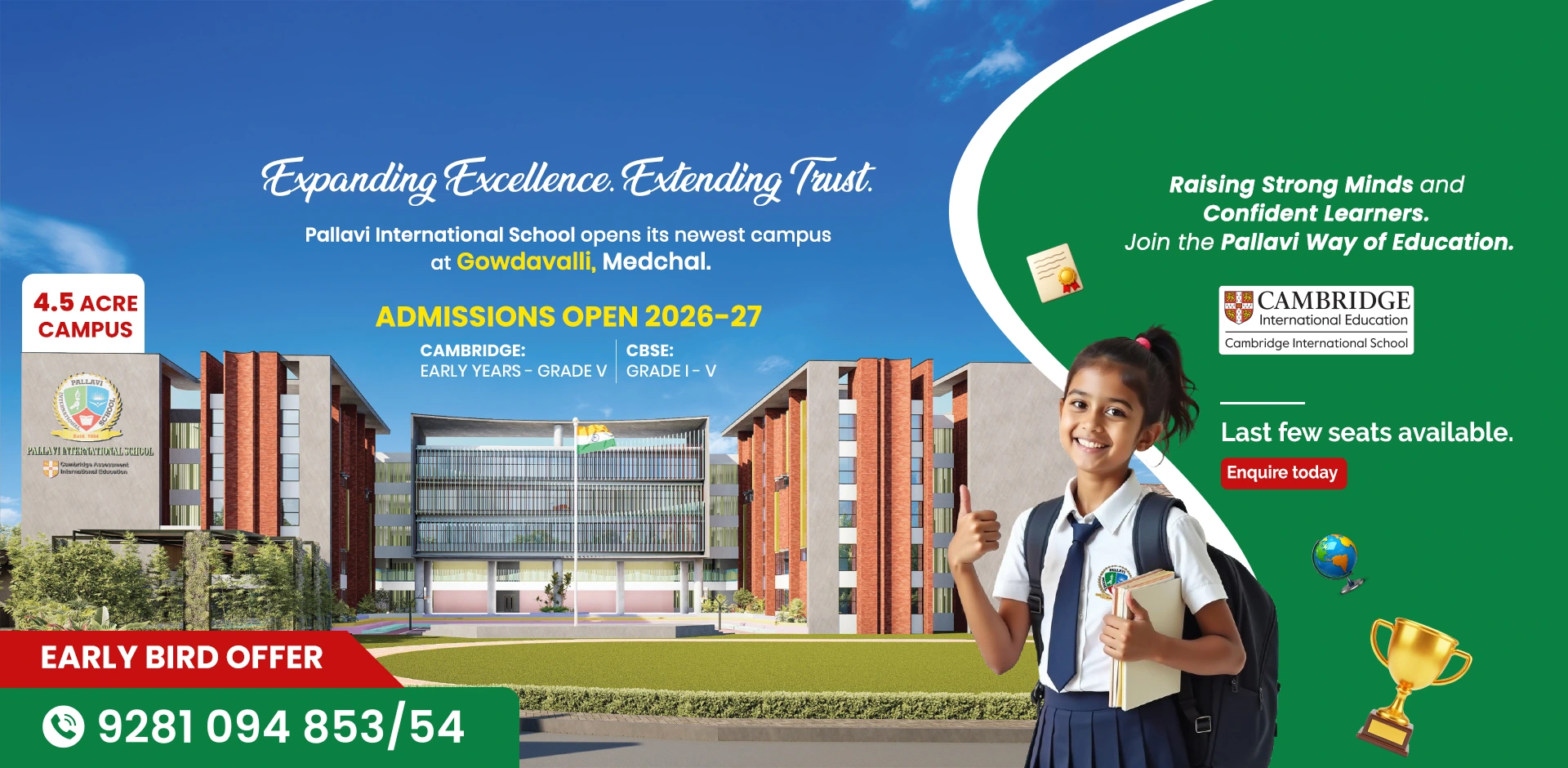 Early bird admission offer at Pallavi Model School Boduppal